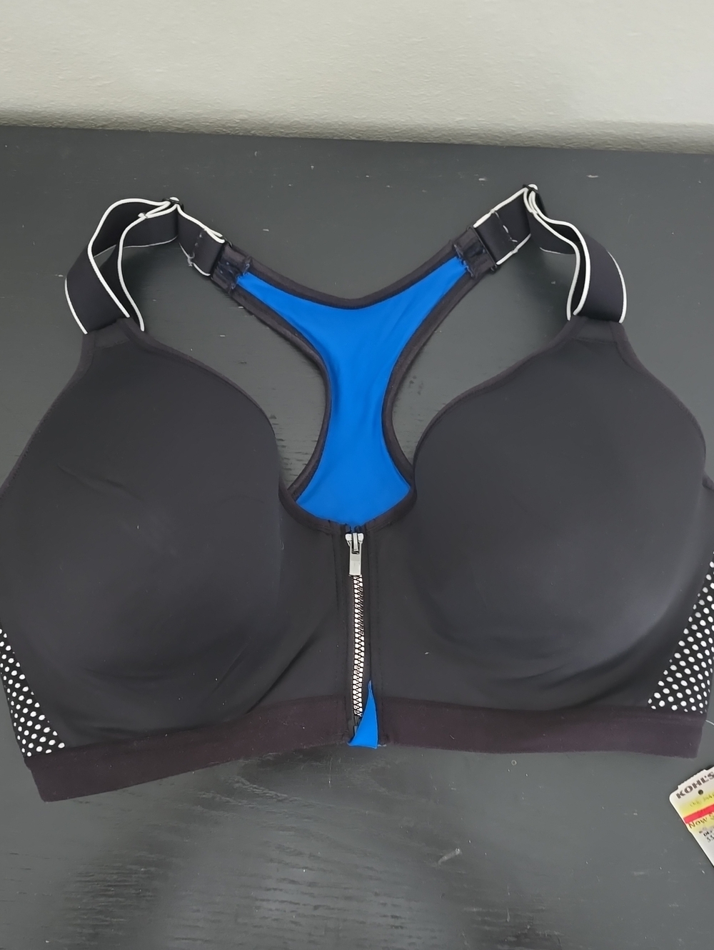 Maidenform Black Sports Bra with Blue Racerback Accent